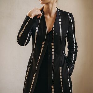 ETRO Black and White Geometric Double Breasted Blazer/Jacket Size 38 / Small